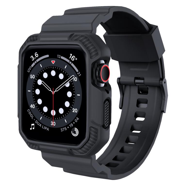 For Apple Watch 46mm / 45mm / 44mm / 42mm VIETAO Carbon Fiber Silicone Strap(Dark Gray) - free shipping - PMC Jewellery - Order now!