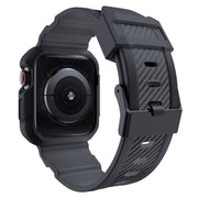 For Apple Watch 46mm / 45mm / 44mm / 42mm VIETAO Carbon Fiber Silicone Strap(Dark Gray)