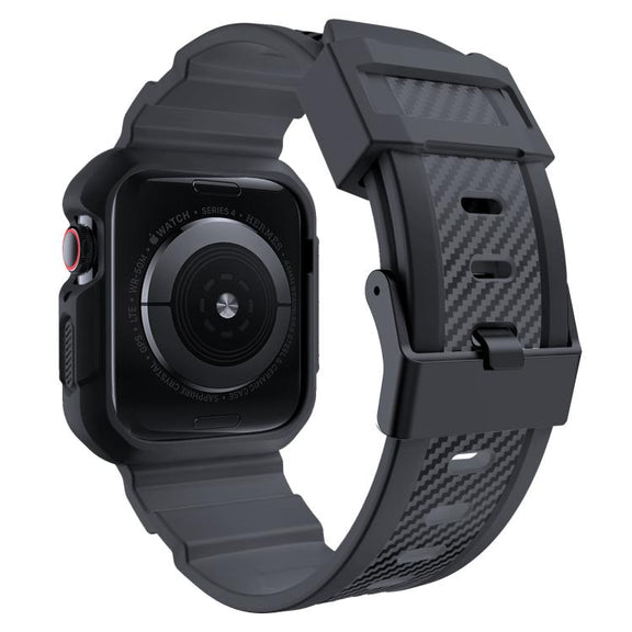 For Apple Watch 46mm / 45mm / 44mm / 42mm VIETAO Carbon Fiber Silicone Strap(Dark Gray)