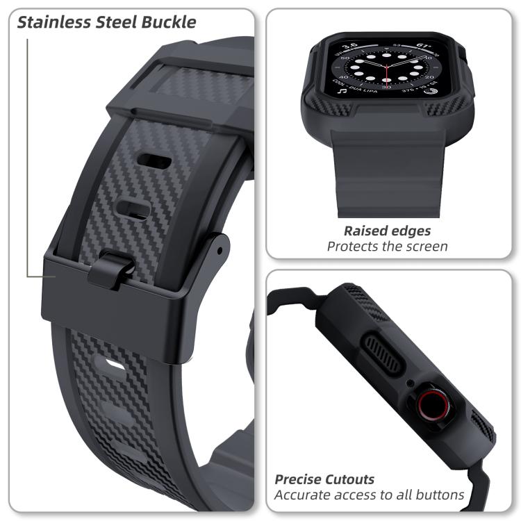For Apple Watch 46mm / 45mm / 44mm / 42mm VIETAO Carbon Fiber Silicone Strap(Dark Gray) - free shipping - PMC Jewellery - Order now!