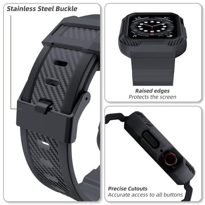 For Apple Watch 46mm / 45mm / 44mm / 42mm VIETAO Carbon Fiber Silicone Strap(Dark Gray) - free shipping - PMC Jewellery - Order now!