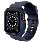 For Apple Watch 46mm / 45mm / 44mm / 42mm VIETAO Carbon Fiber Silicone Strap(Dark Blue)