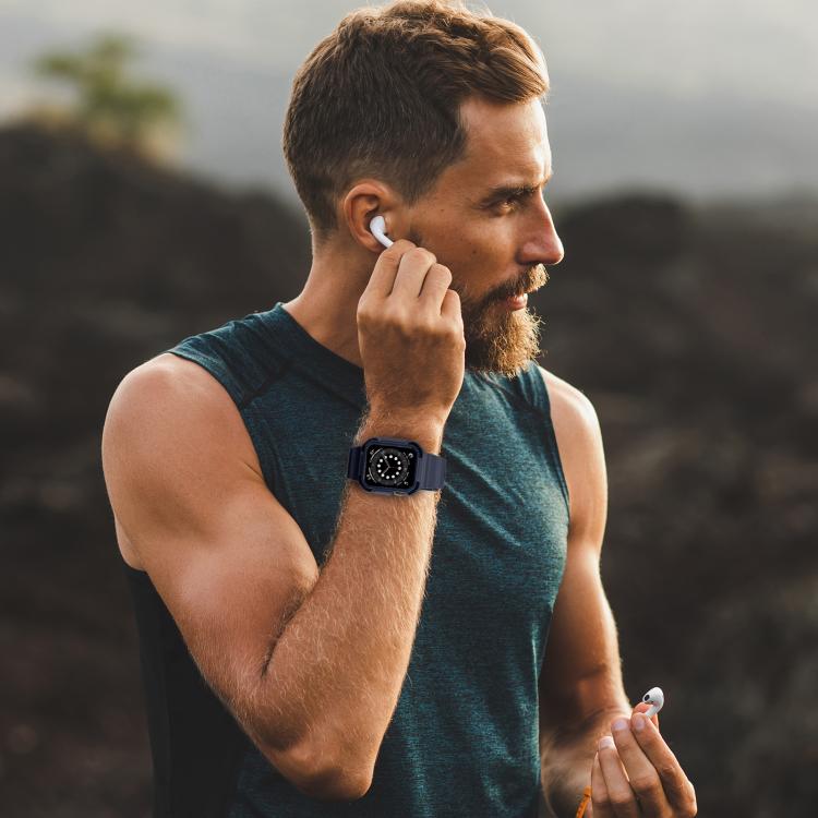 For Apple Watch 46mm / 45mm / 44mm / 42mm VIETAO Carbon Fiber Silicone Strap(Dark Blue) - free shipping - PMC Jewellery - Order now!
