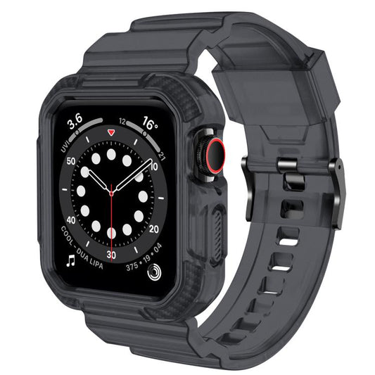 For Apple Watch 46mm / 45mm / 44mm / 42mm VIETAO Carbon Fiber Silicone Strap(Transparent Grey) - free shipping - PMC Jewellery - Order now!