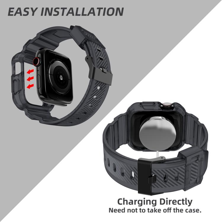 For Apple Watch 46mm / 45mm / 44mm / 42mm VIETAO Carbon Fiber Silicone Strap(Transparent Grey) - free shipping - PMC Jewellery - Order now!