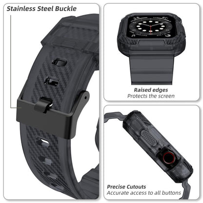 For Apple Watch 46mm / 45mm / 44mm / 42mm VIETAO Carbon Fiber Silicone Strap(Transparent Grey) - free shipping - PMC Jewellery - Order now!