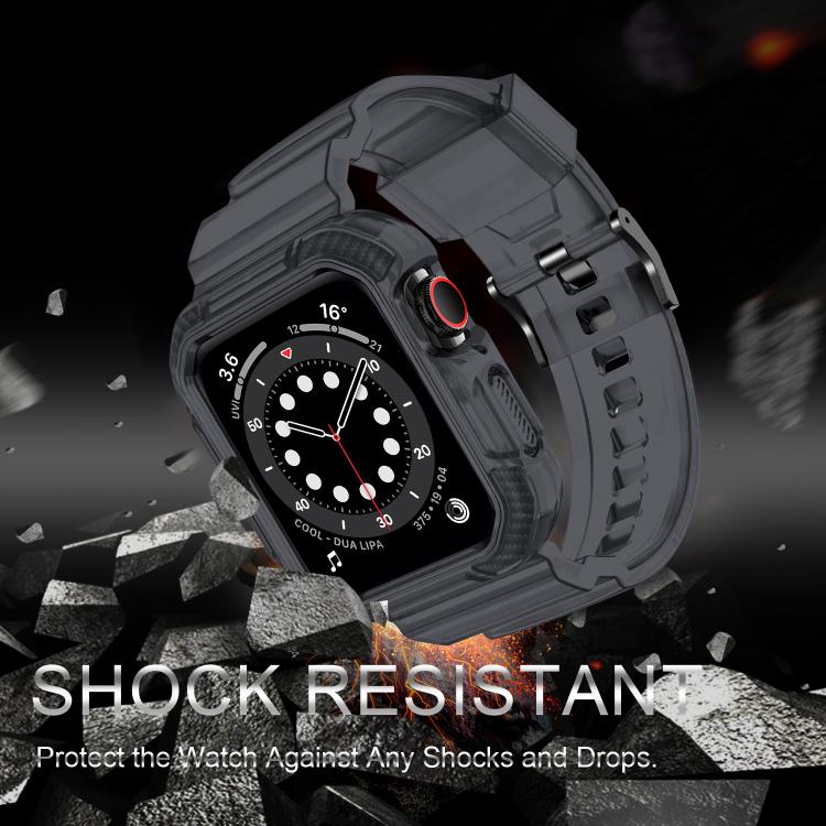 For Apple Watch 46mm / 45mm / 44mm / 42mm VIETAO Carbon Fiber Silicone Strap(Transparent Grey) - free shipping - PMC Jewellery - Order now!