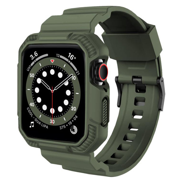 For Apple Watch 42mm / 41mm / 40mm / 38mm VIETAO Carbon Fiber Silicone Strap(Grass Green)