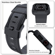 For Apple Watch 42mm / 41mm / 40mm / 38mm VIETAO Carbon Fiber Silicone Strap(Dark Gray)