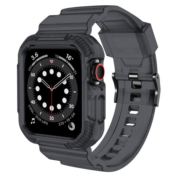 For Apple Watch 42mm / 41mm / 40mm / 38mm VIETAO Carbon Fiber Silicone Strap(Transparent Grey)