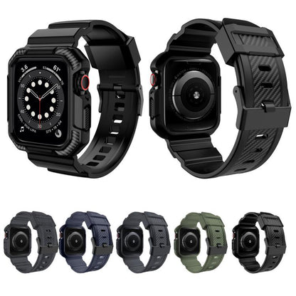 For Apple Watch 42mm / 41mm / 40mm / 38mm VIETAO Carbon Fiber Silicone Strap(Black) - free shipping - PMC Jewellery - Order now!