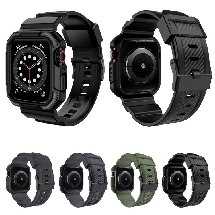 For Apple Watch Ultra 2 / 1 49mm VIETAO Carbon Fiber Silicone Strap(Dark Gray)