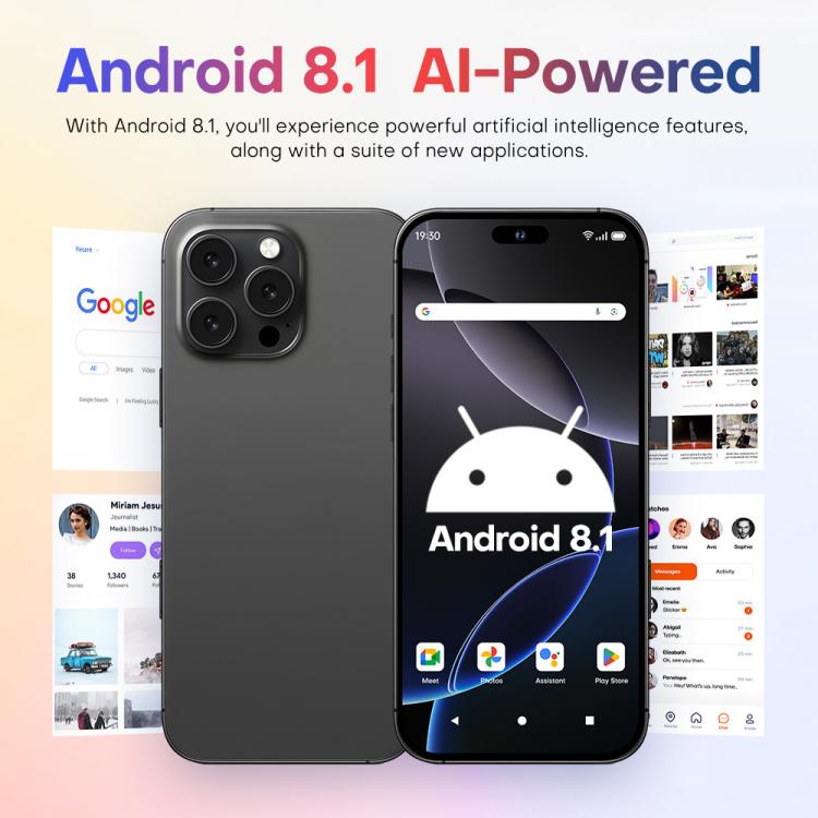 A88 / i16 Pro Max, 2GB+16GB, 6.6 inch Android 8.1 MTK6580A Quad Core, OTG, Network: 3G, Dual SIM, Plug:AU Plug(Titanium White)