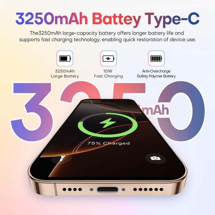 A88 / i16 Pro Max, 2GB+16GB, 6.6 inch Android 8.1 MTK6580A Quad Core, OTG, Network: 3G, Dual SIM, Plug:US Plug(Titanium White)
