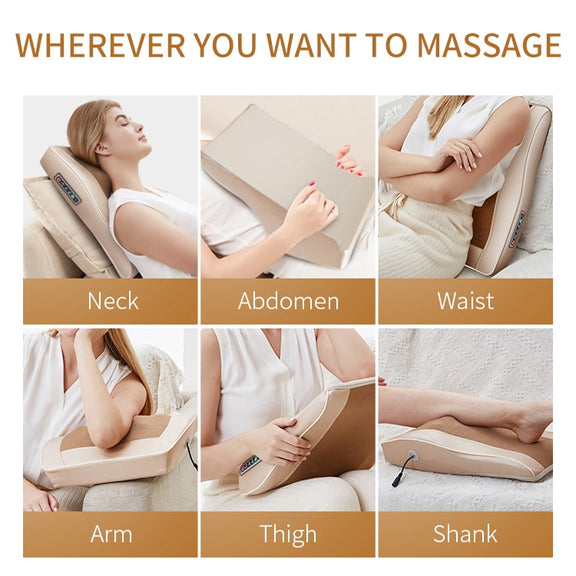 Multifunctional Mini Massage Pillow Neck and Shoulder Cervical Massager, Plug Type:US Plug(Black)