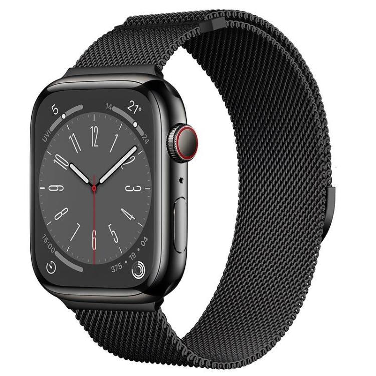 For Apple Watch 46mm / 49mm / 45mm / 44mm Kalebol Semi-circular Milanese Stainless Steel Strap(Black) - Watch Bands by Kalebol | Online Shopping South Africa | PMC TechLife | Buy Now Pay Later Mobicred