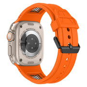 For Apple Watch 46mm / 49mm / 45mm / 44mm Kalebol Honeycomb TPU Black Mesh Strap(Orange Black Net)