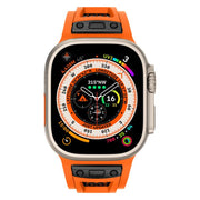 For Apple Watch 46mm / 49mm / 45mm / 44mm Kalebol Honeycomb TPU Black Mesh Strap(Orange Black Net)