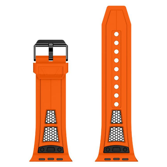 For Apple Watch 46mm / 49mm / 45mm / 44mm Kalebol Honeycomb TPU Black Mesh Strap(Orange Black Net)