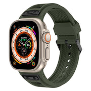For Apple Watch 46mm / 49mm / 45mm / 44mm Kalebol Honeycomb TPU Black Mesh Strap(Army Green Black Net)