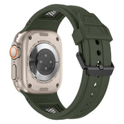For Apple Watch 46mm / 49mm / 45mm / 44mm Kalebol Honeycomb TPU Black Mesh Strap(Army Green Black Net)