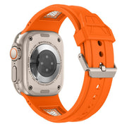 For Apple Watch 46mm / 49mm / 45mm / 44mm Kalebol Honeycomb TPU Titanium Mesh Strap(Orange Titanium Net)