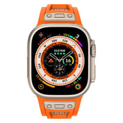 For Apple Watch 46mm / 49mm / 45mm / 44mm Kalebol Honeycomb TPU Titanium Mesh Strap(Orange Titanium Net)