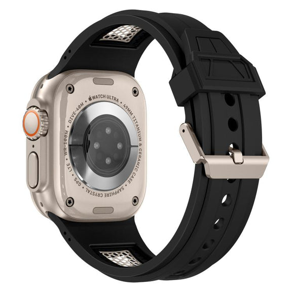 For Apple Watch 46mm / 49mm / 45mm / 44mm Kalebol Honeycomb TPU Titanium Mesh Strap(Black Titanium Net)