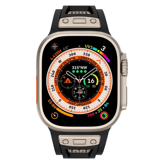 For Apple Watch 46mm / 49mm / 45mm / 44mm Kalebol Honeycomb TPU Titanium Mesh Strap(Black Titanium Net)
