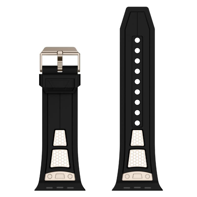 For Apple Watch 46mm / 49mm / 45mm / 44mm Kalebol Honeycomb TPU Titanium Mesh Strap(Black Titanium Net)