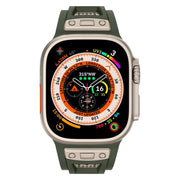 For Apple Watch 46mm / 49mm / 45mm / 44mm Kalebol Honeycomb TPU Titanium Mesh Strap(Army Green Titanium Net)