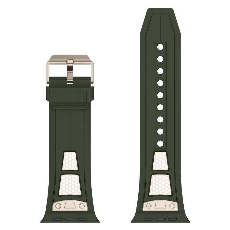 For Apple Watch 46mm / 49mm / 45mm / 44mm Kalebol Honeycomb TPU Titanium Mesh Strap(Army Green Titanium Net)