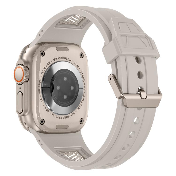For Apple Watch 46mm / 49mm / 45mm / 44mm Kalebol Honeycomb TPU Titanium Mesh Strap(Starlight Titanium Net)