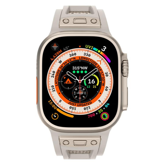 For Apple Watch 46mm / 49mm / 45mm / 44mm Kalebol Honeycomb TPU Titanium Mesh Strap(Starlight Titanium Net)