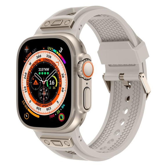 For Apple Watch 46mm / 49mm / 45mm / 44mm Kalebol Honeycomb TPU Titanium Mesh Strap(Starlight Titanium Net)