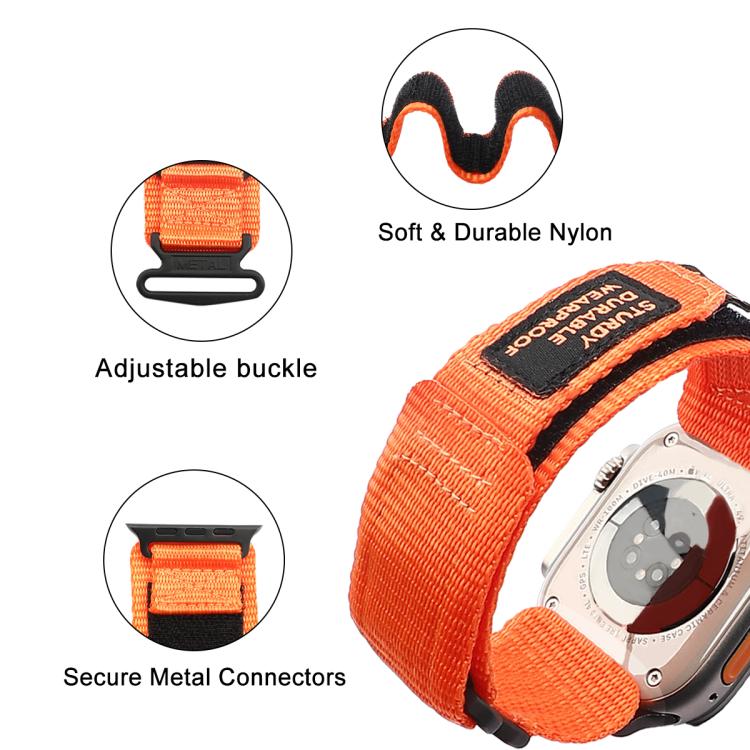 For Apple Watch 46mm / 49mm / 45mm / 44mm Kalebol Simple Two Section Nylon Strap(Orange)