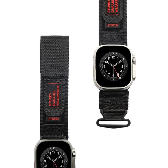 For Apple Watch 46mm / 49mm / 45mm / 44mm Kalebol Simple Two Section Nylon Strap(Black)