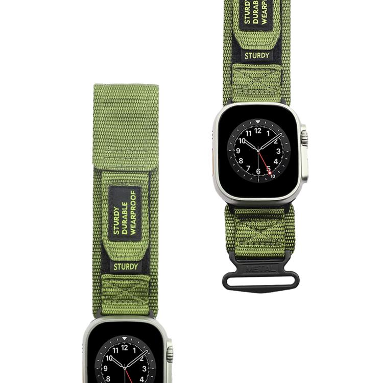 For Apple Watch 46mm / 49mm / 45mm / 44mm Kalebol Simple Two Section Nylon Strap(Army Green)