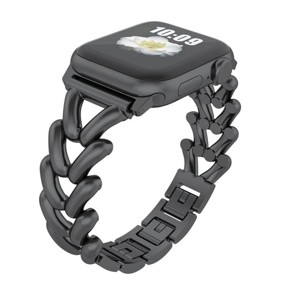 For Apple Watch 46mm / 49mm / 45mm / 44mm Kalebol V-shaped Zinc Alloy Strap(Black)