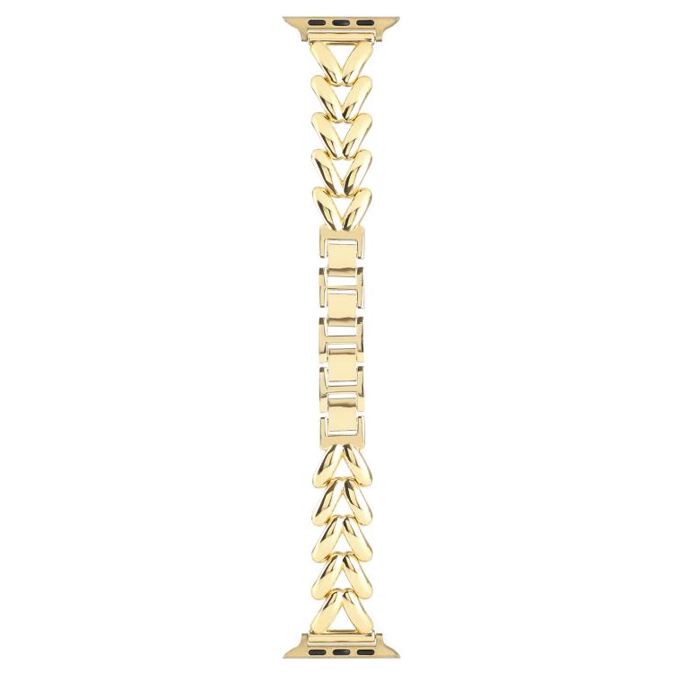 For Apple Watch 46mm / 49mm / 45mm / 44mm Kalebol V-shaped Zinc Alloy Strap(Gold)