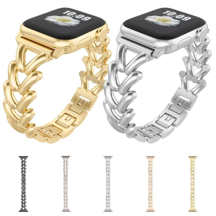 For Apple Watch 42mm / 41mm / 40mm / 38mm Kalebol V-shaped Zinc Alloy Strap(Rose Gold) - free shipping - PMC TechLife - Order now!