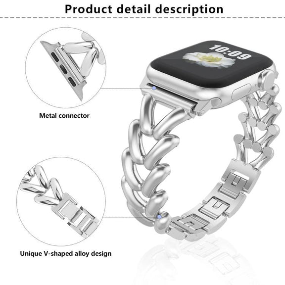 For Apple Watch 42mm / 41mm / 40mm / 38mm Kalebol V-shaped Zinc Alloy Strap(Black)