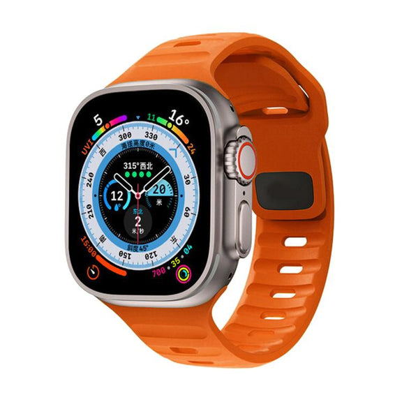 For Apple Watch 46mm / 49mm / 45mm / 44mm Kalebol Sport Silicone Strap(Dark Orange)