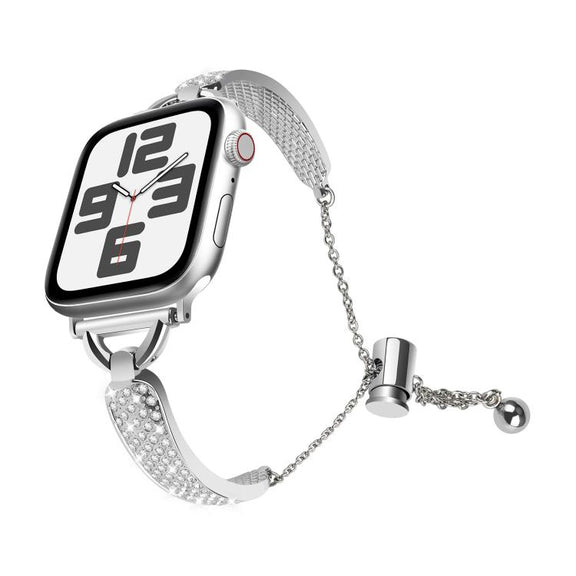 For Apple Watch 46mm / 49mm / 45mm / 44mm Kalebol Stone Curved Zinc Alloy Strap(Silver)