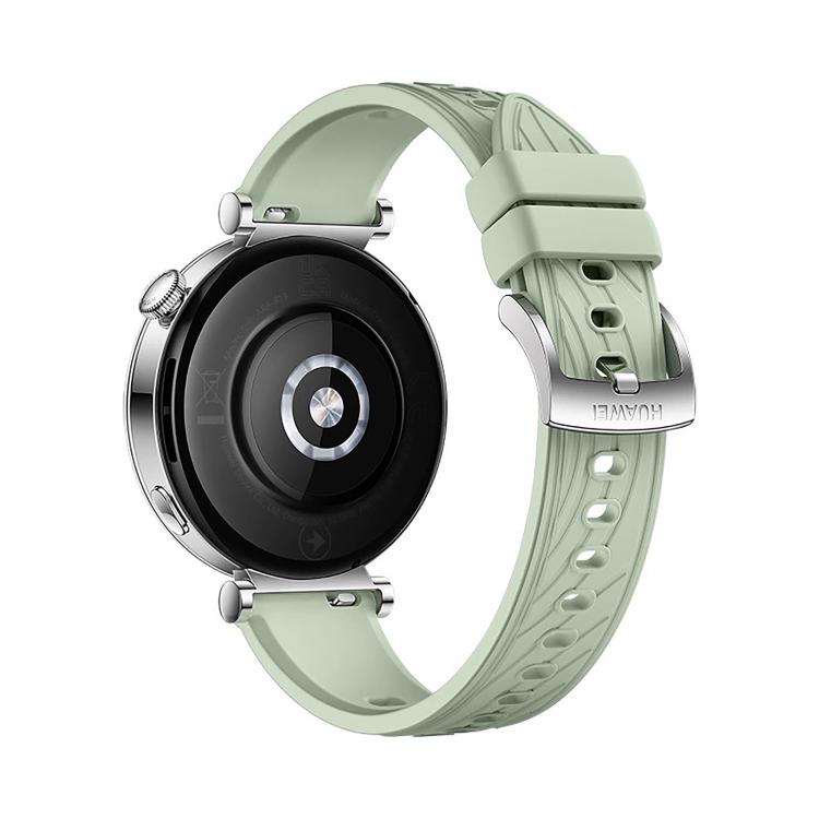 Kalebol 18mm Universal Textured Silicone Silver Buckle Strap(Green Grass)