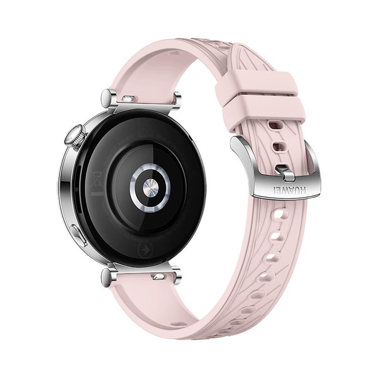 Kalebol 18mm Universal Textured Silicone Silver Buckle Strap(Pink)
