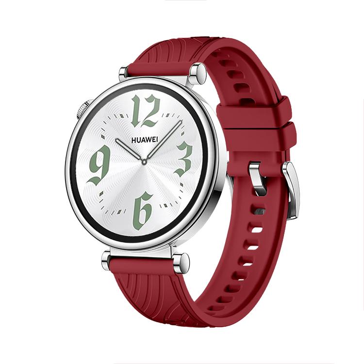 Kalebol 18mm Universal Textured Silicone Silver Buckle Strap(Red) - 18mm Bands by Kalebol | Online Shopping South Africa | PMc TechLife | Buy Now Pay Later Mobicred