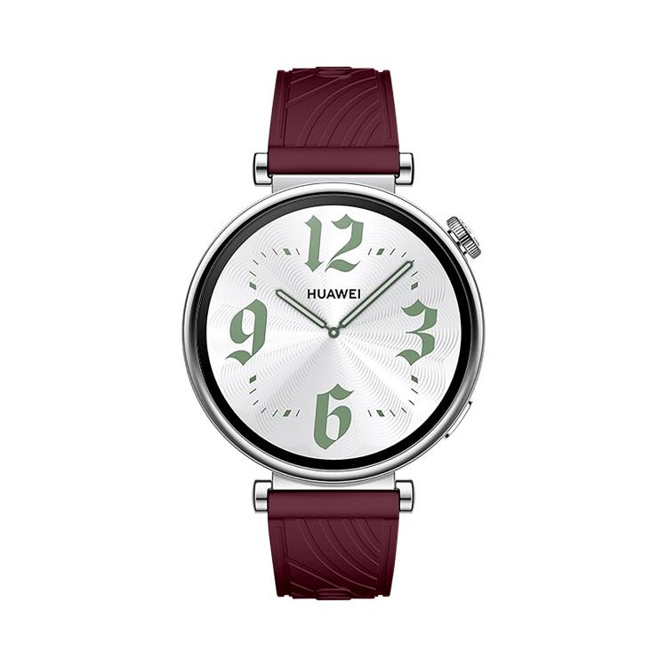Kalebol 18mm Universal Textured Silicone Silver Buckle Strap(Wine Red)