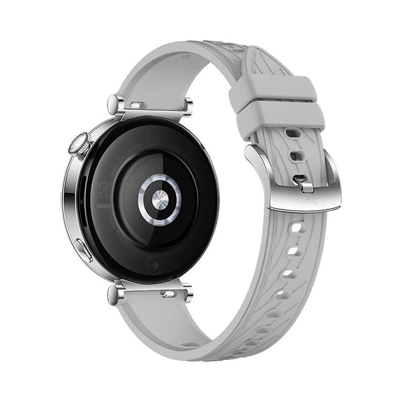 Kalebol 18mm Universal Textured Silicone Silver Buckle Strap(Light Grey)