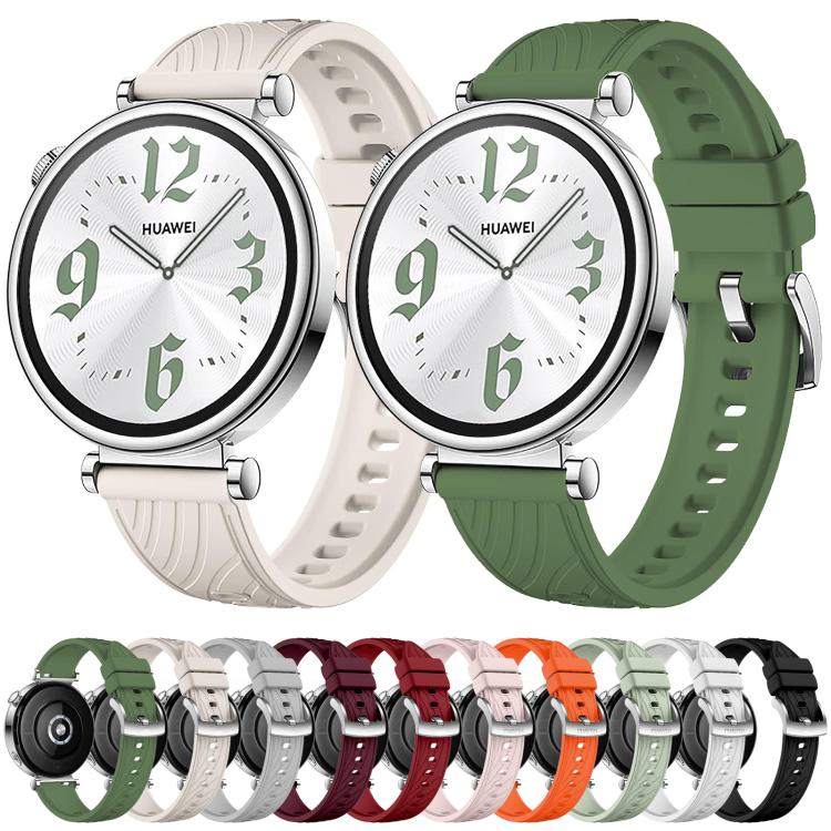 Kalebol 18mm Universal Textured Silicone Silver Buckle Strap(Spruce Green)
